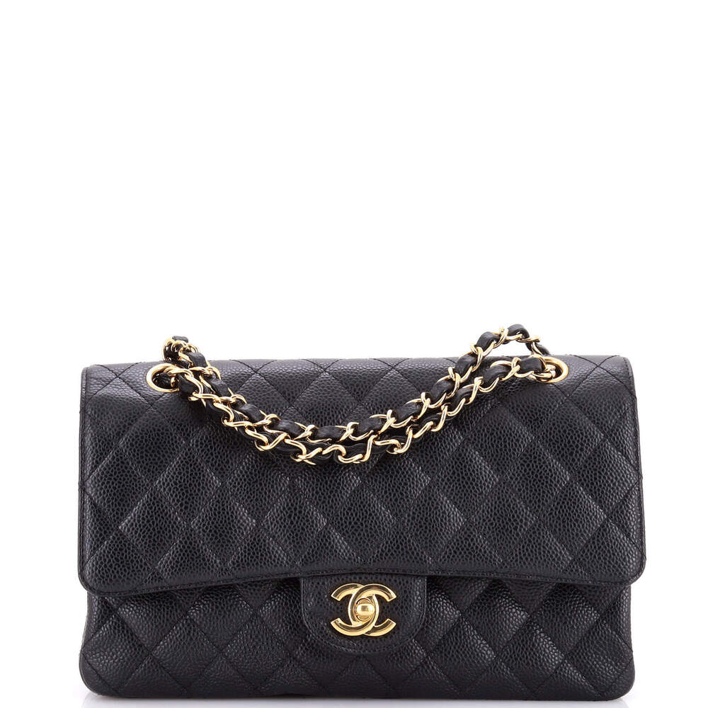 Chanel Small Vintage Classic Double Flap Bag Quilted Caviar